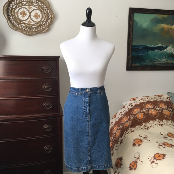 90s Y2K Jones New York Blue Denim Skirt Size 10 Waist 31 inches - Picture 3 of 9
